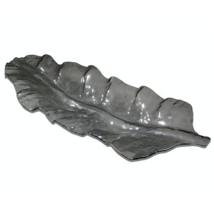 43 Oversized Smoked Dark Gray Glass Leaf Shaped Decorative Tray - All