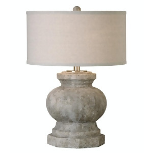 26.5 Textured Stone Ceramic Table Lamp with Aluminum Accents and Linen Drum Shade - All