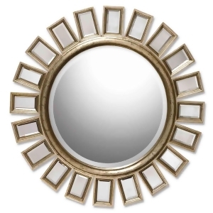 34 Distressed Silver Leaf Finish with Small Mirrors Framed Round Wall Mirror - All