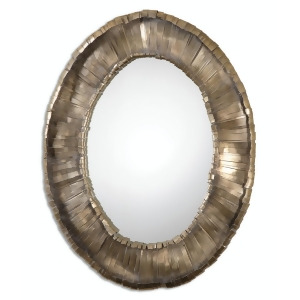 40.5 Harmony Oval Wall Mirror with Hand Forged Crude Metal Strip Frame - All