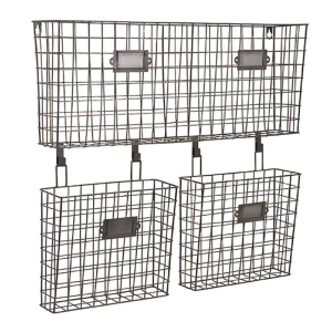 23.5 Modern Argenio Wire-Framed Hanging Basket Wall Organizer Trio - All