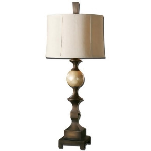 38 Hand Rubbed Bronze and Capiz Shell Table Lamp with Khaki Linen Shade - All