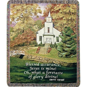 Blessed Assurance Scenic Religious Jacquard Woven Fringed Throw Blanket 50 X 60 - All