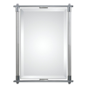 35.5 Adrasteai Rectangular Wall Mirror with Ribbed Glass Columns and Chrome Accents - All