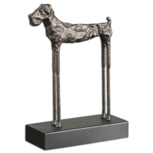 13.125 Canem Heavily Distressed Cast Iron Dog Sculpture with Golden Bronze Highlights - All