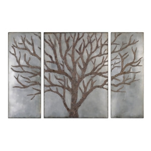 3 Pieced Rustic Tree Surving a Distressed Winter Storm Wall Art Decoration 60 - All