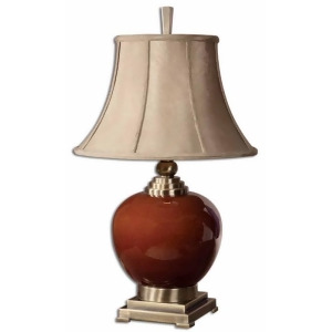 31 Cinnamon Red Porcelain and Coffee Bronze Silken Golden Table Lamp - All