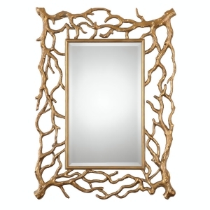 26.5 Branching Out Beveled Rectangular Wall Mirror with Gold Leaf Finish Frame - All