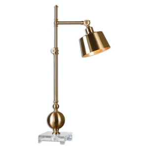 33.25 Contemporary Brushed Brass Task Desk Lamp with Pivoting Adjustable Shade - All