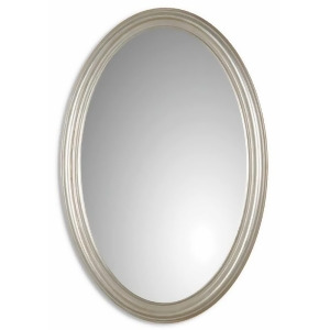 31 Antique Silver Leaf and Gray Glazed Oval Beveled Wall Mirror - All