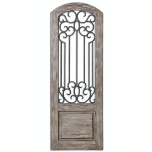 75 Decorative Wall Decor Panel with Distressed Finish and Hand Forged Metal Details - All