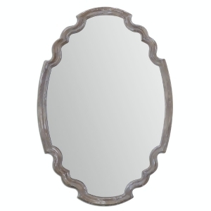 34.875 Ludwig Sculpted Vanity Mirror with Gray Washed Aged Wooden Frame - All