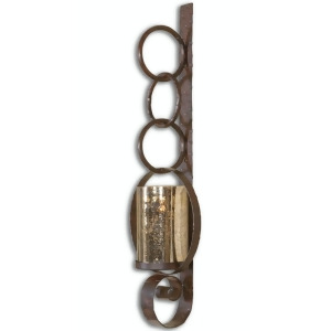 39 Dramatic Ancona Distressed Iron Wall Sconce with Mercury Glass Hurricane - All