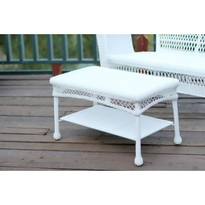 28.5 Hand Woven Weather Resistant White Resin Wicker Outdoor Patio Coffee Table - All