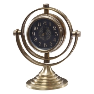 8 Romero Elegant Brass and Black Table Desk Clock with Layered Step Swivel Base - All