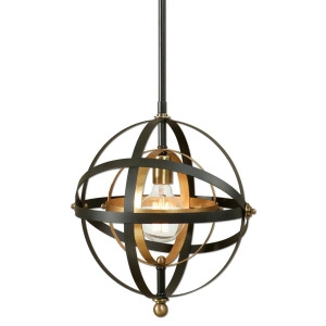 52 Dark Oil Rubbed Bronze and French Gold Sphere Hanging Ceiling Pendant Light - All