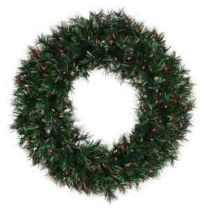 48 Pre-Lit Midnight Green Artificial Christmas Wreath Red Lights - All