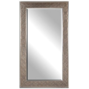 70 Beveled Wall Mirror with Elegant Antiqued Silver Champagne Leaf Frame - All