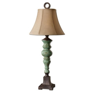 39 Crackled Antiqued Aqua Blue and Dark Rustic Bronze Rusty Linen Table Lamp - All