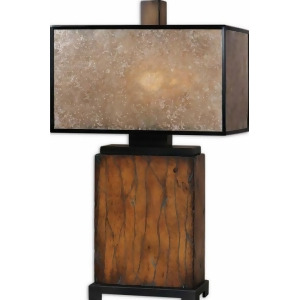 29 Distressed Rustic Mahogany and Aged Black Mica Table Lamp - All