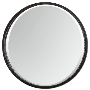 32 Elegant Cheyenne Oval Brushed Bronze Finish Wall Mirror with Twisted Metal Trim - All