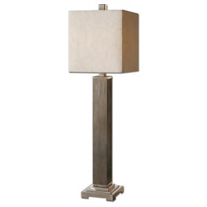 36 Sandford Solid Wood and Nickel Buffet Lamp with Square Slubbed Hardback Shade - All
