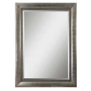 86 Rectangular Beveled Wall Mirror in Antiqued Silver Leaf Finish Wooden Frame - All