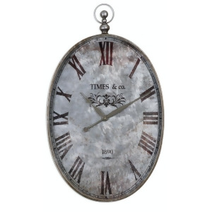 34.5 Dario Antique Style Pocket Watch Wall Clock with Brushed Aluminum Face - All
