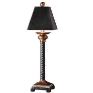 31 Matte Black Antique Gray and Bronze Leaf Rope Table Accent Lamp - All