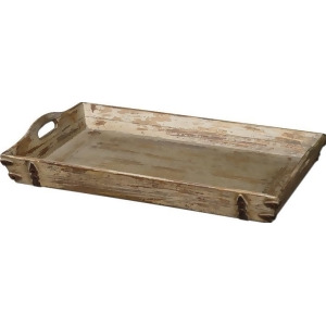 Antiqued Cream Finish Distressed Carrying Tray - All