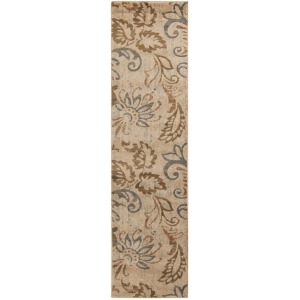 3' x 7.2' Paisley Leaves Tan Olive Green Shed-Free Rectangular Throw Rug Runner - All
