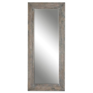 82 Distressed Slate Blue Rustic Ivory Wooden Framed Rectangular Leaner Mirror - All