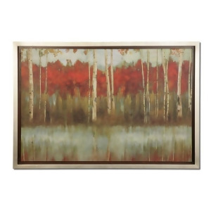39 White Birch Fall Landscape Hand Finished Oil Reproduction Silver Leaf Frame - All