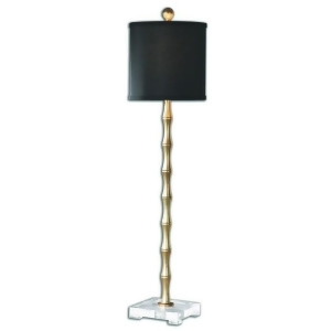 37 Forino Metal Bamboo Finished Buffet Lamp with Crystal and Linen Hardback Shade - All