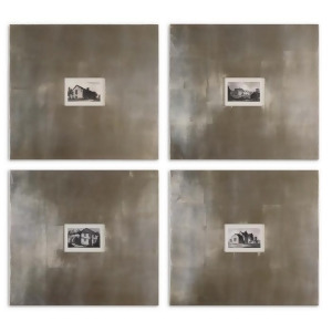 Set of 4 Olde European Buildings Art Prints in Champagne Silver Leaf Frames 23 - All