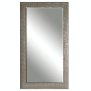68.5 Contemporary Beveled Rectangular Wall Mirror with Ornate Silver Champagne Frame - All