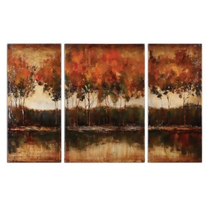 Set of 3 Autumn Lake Hand Painted Artwork on Canvas 36 - All