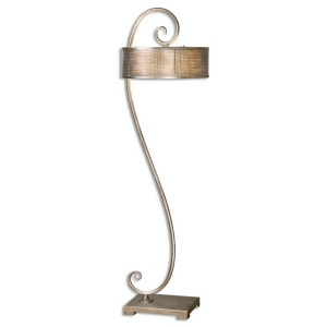 62.5 Jules Forged Antiqued Metal Floor Lamp with Round Mica Cut-Out Shade - All