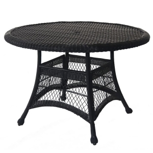 44.5 Espresso Resin Wicker Weather Resistant All-Season Outdoor Patio Dining Table - All
