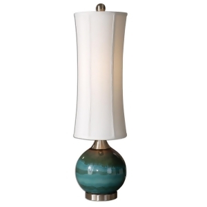 33 Glossy Blue and Olive Gray Off-White Linen Buffet Table Lamp - All