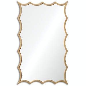 38.5 Darius Wavy Scalloped Wall Mirror with Hand Forged Antiqued Gold Leaf Frame - All