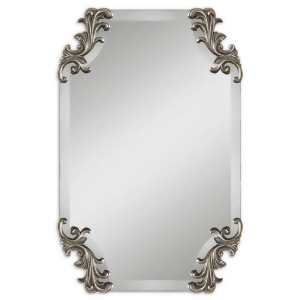 29 Burnished Antiqued Silver Finish Frameless Rectangular Beveled Wall Mirror - All