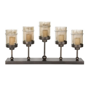 28 Hand Forged Antiqued Bronze Hurricane Candelabra Candle Holder with Candles - All
