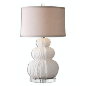 27.5 Nautical Off-White Sea Shell Table Lamp with Tapered Linen Hardback Shade - All