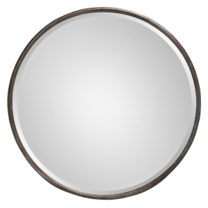 24 Dakota Pierced Silver Hammered Metal Framed Round Beveled Wall Mirror - All