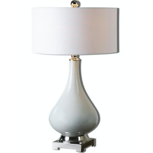 30 Hilten Aged Off-White Ceramic and Nickel Table Lamp with Round Linen Shade - All