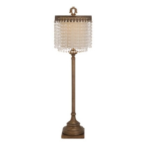 34.5 Elegant Golden Bronze Iron Table Lamp with Faceted Crystal Beaded Shade - All