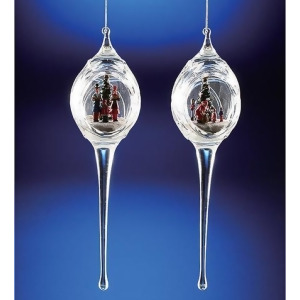 Pack of 6 Icy Crystal Egg-Shaped Christmas Scene Ornaments with Icicles 9.3 - All