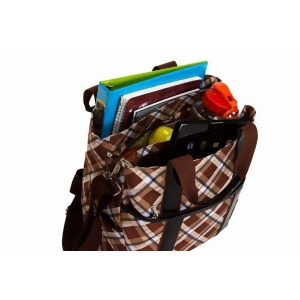 Fashionable Hybrid Tote W/ Sections For Files A Tablet Lunch Saddle Plaid - All