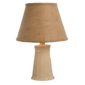 21 Ceramic Pottery Cream Cookie Colored Table Lamp with Round Burlap Fabric Shade - All